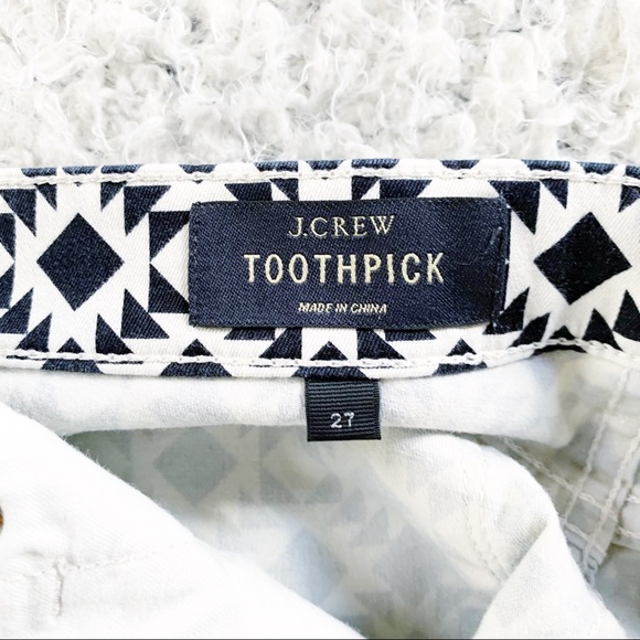 J. Crew Mid arise Toothpick Jean Black/White Print - Picture 9 of 11